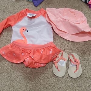 Bathing suit set and hat